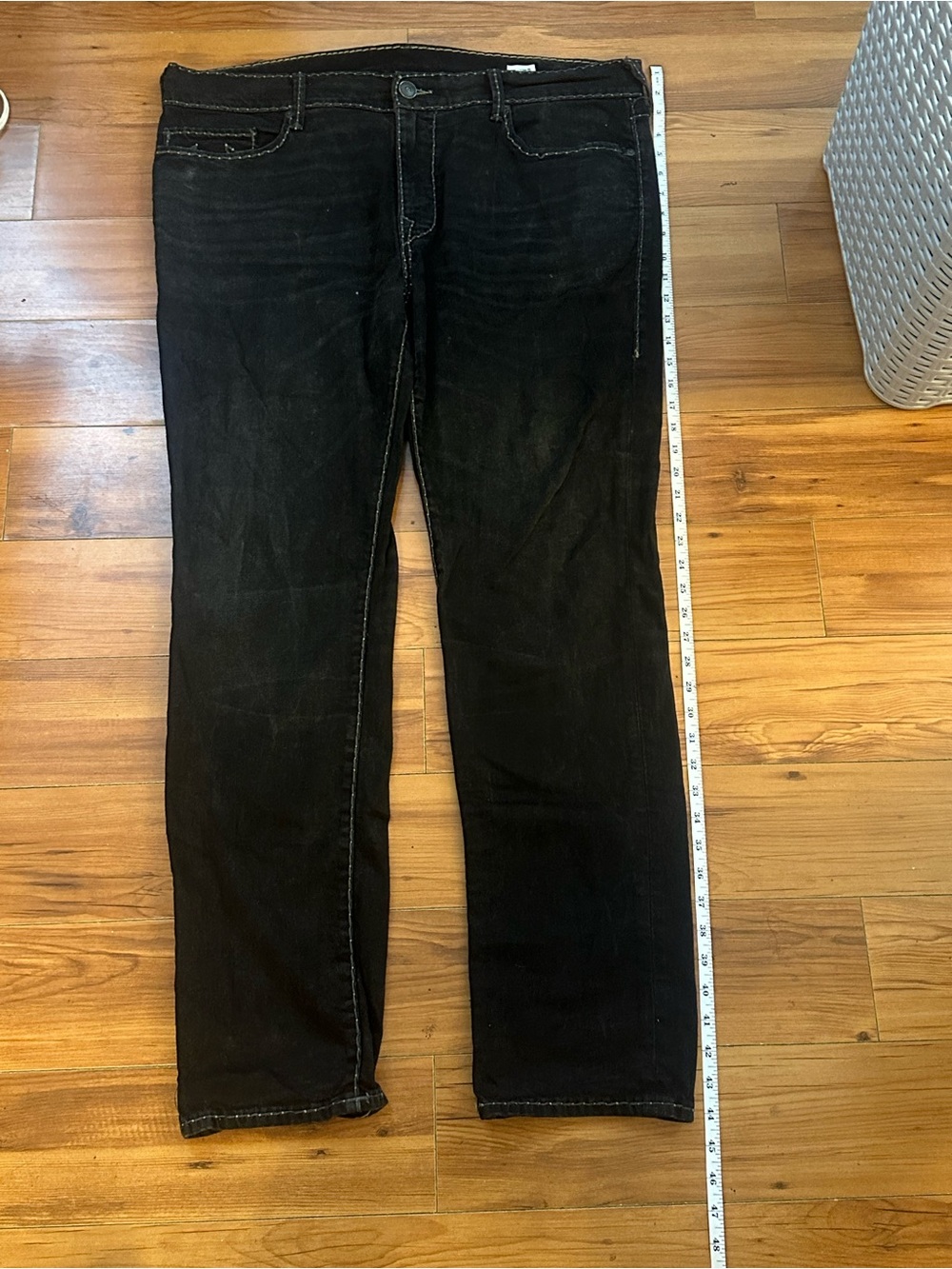 True Religion Black Straight Leg Jeans for Men